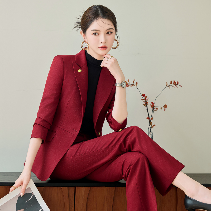 Women'S Red Formal Wear - Красный костюм для женщин, осенне-зимний высококачественный