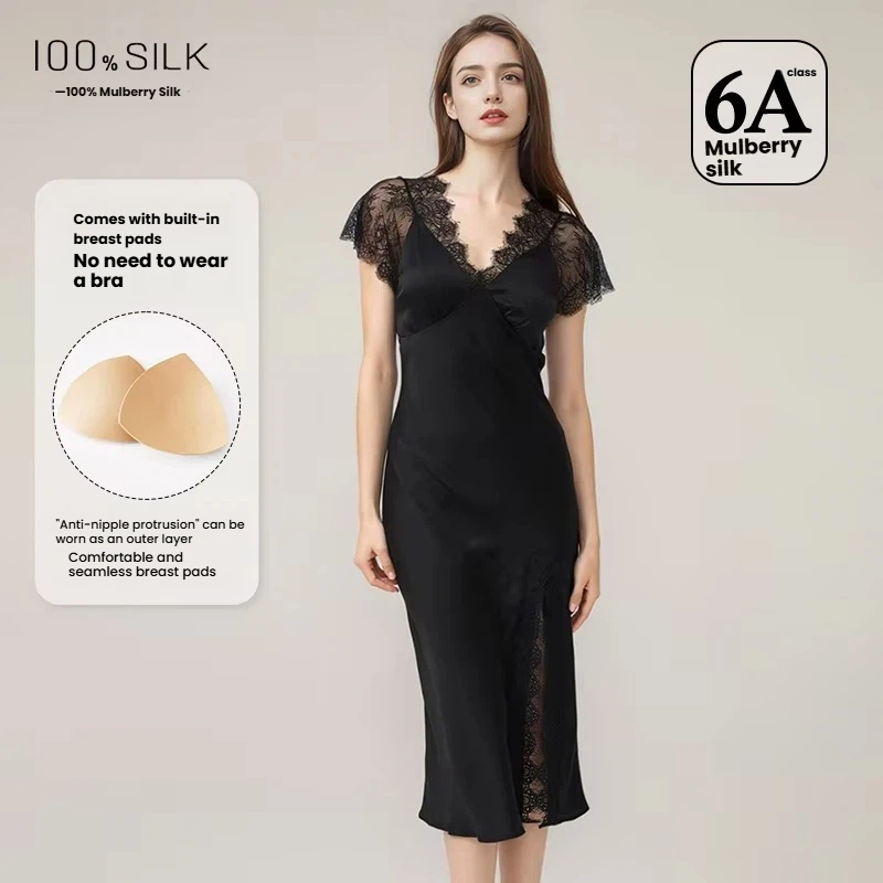 Lace Dress - Женская сексуальная кружевная шелковая ночная сорочка