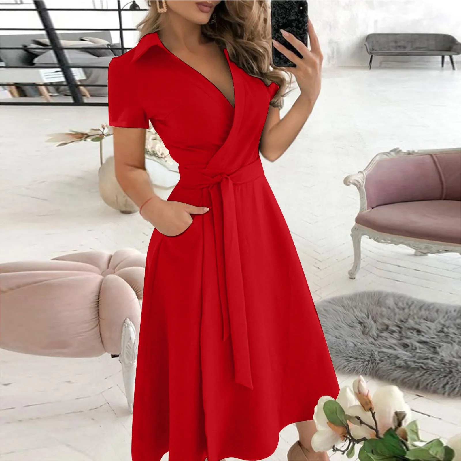 Женское офисное платье с рюшам – обзор и цена Women'S Red Formal Wear